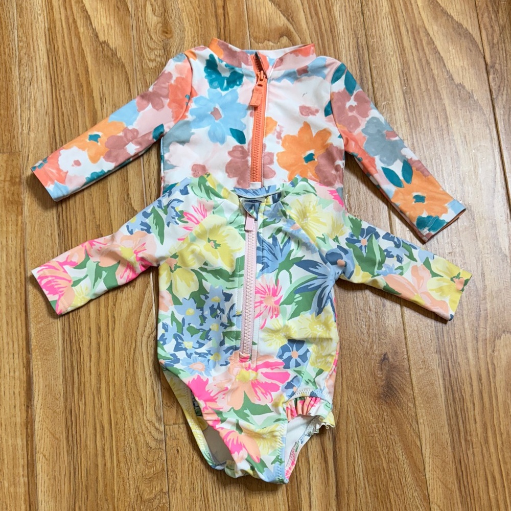 Baby Girl’s 0-3 Months Carter's and Old Navy Floral Baby Swimsuits (2) suits
